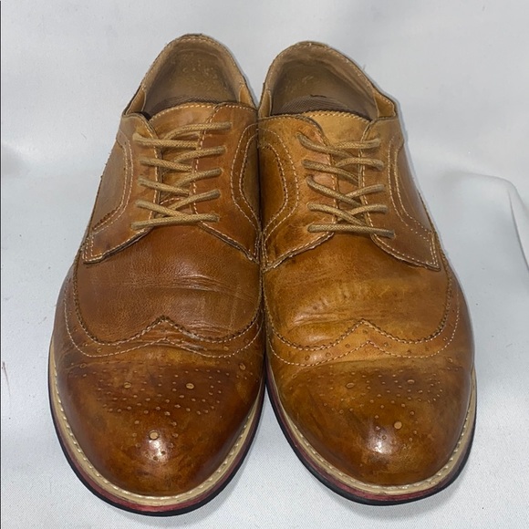 Phifa Light Brown Leather Oxfords Mens Size 11 - Picture 2 of 10